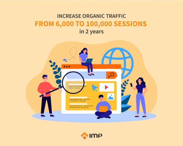 Increase monthly organic traffic from 6,000 to 100,000 sessions in 2 years